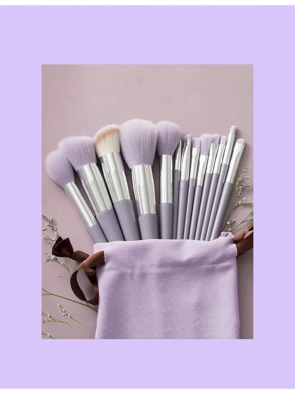 Lavender Makeup Brush Set with Pouch